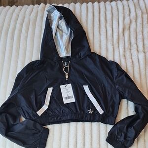 NWT Rebel Athletic Black Hooded Windbreaker Jacket